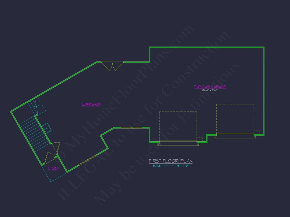 2-Story House Plan with Workshop and CAD Architecture Design