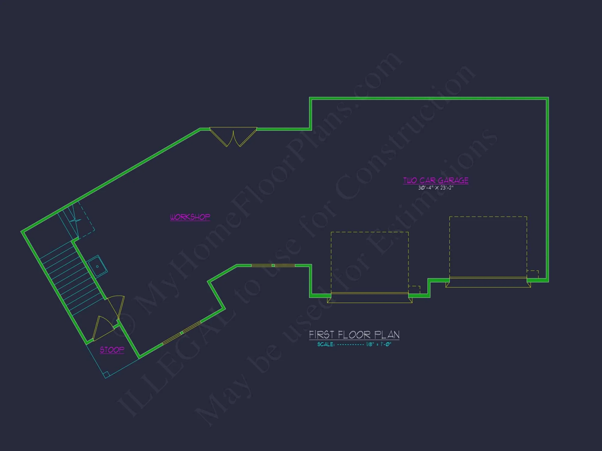 2-Story House Plan with Workshop and CAD Architecture Design