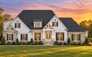 Plan  19-1663 - Gray Crossing |  Modern Farmhouse - 4-Bed, 3.5-Bath, 2,589 SF