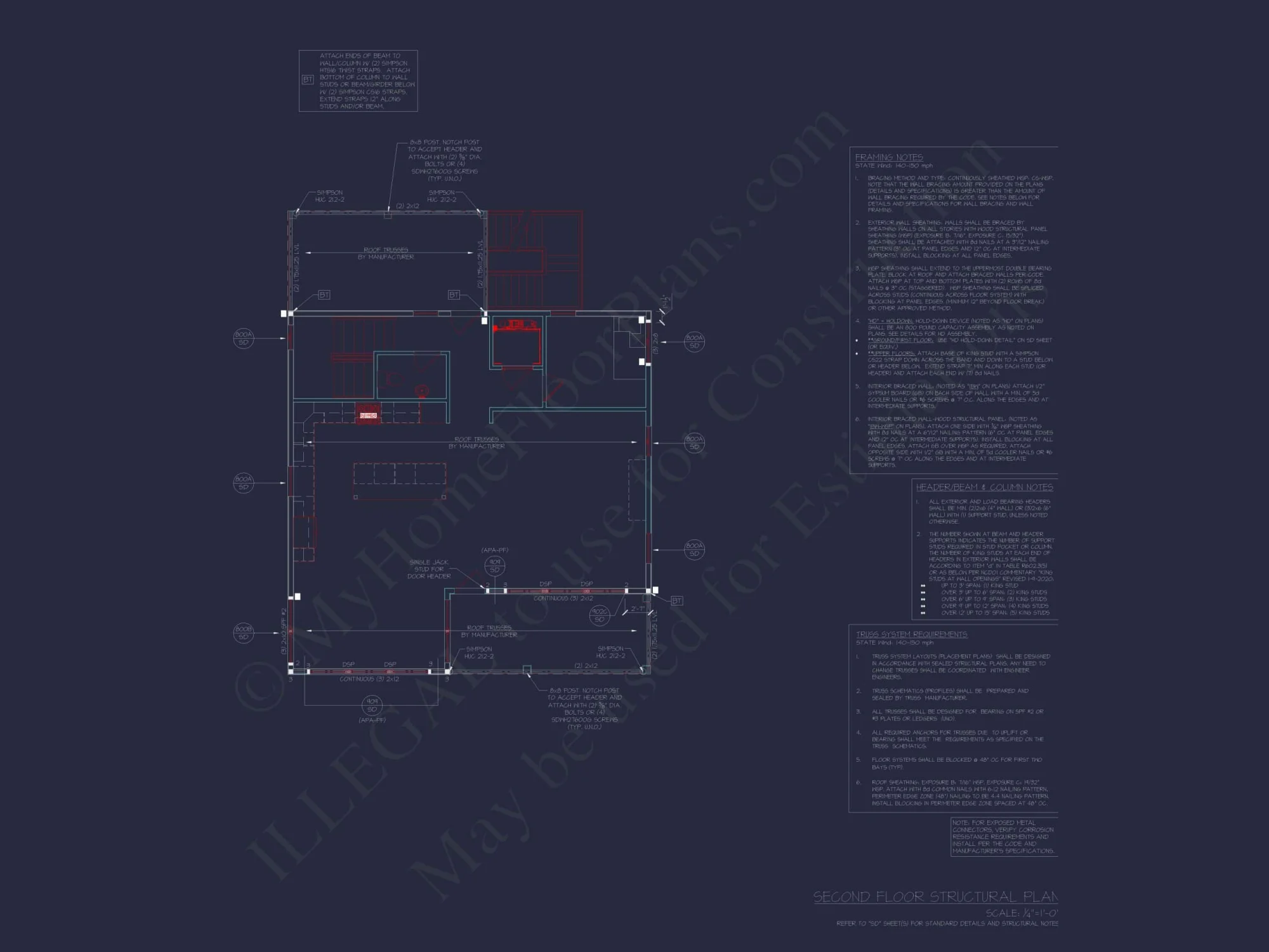 Modern 2-Story Coastal Home Plan with Rear Garage & Balconies