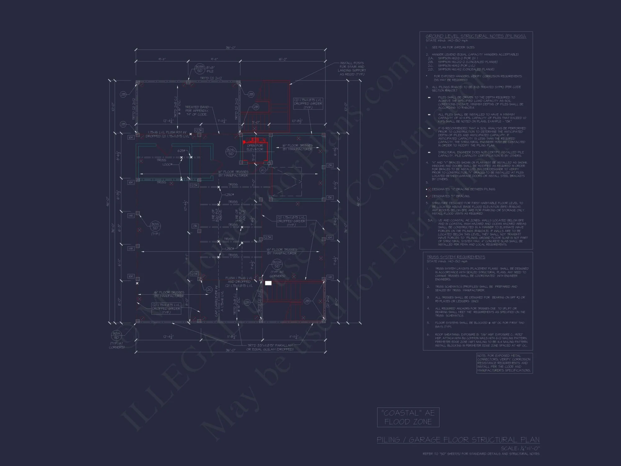 Modern 2-Story Coastal Home Plan with Rear Garage & Balconies