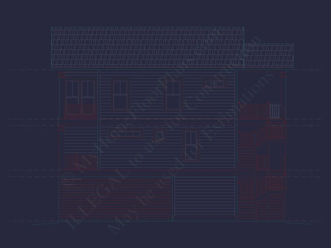 Modern 2-Story Coastal Home Plan with Rear Garage & Balconies