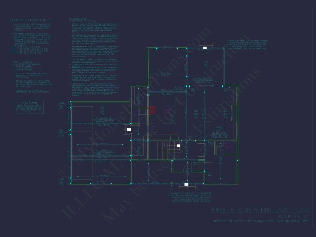 Traditional Craftsman Colonial Floor Plan with Covered Porch & CAD Blueprints