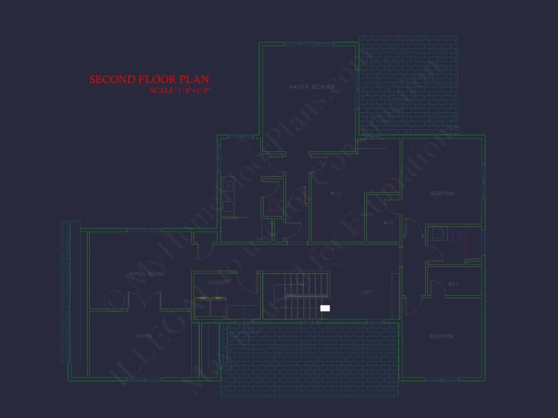 Traditional Craftsman Colonial Floor Plan with Covered Porch & CAD Blueprints