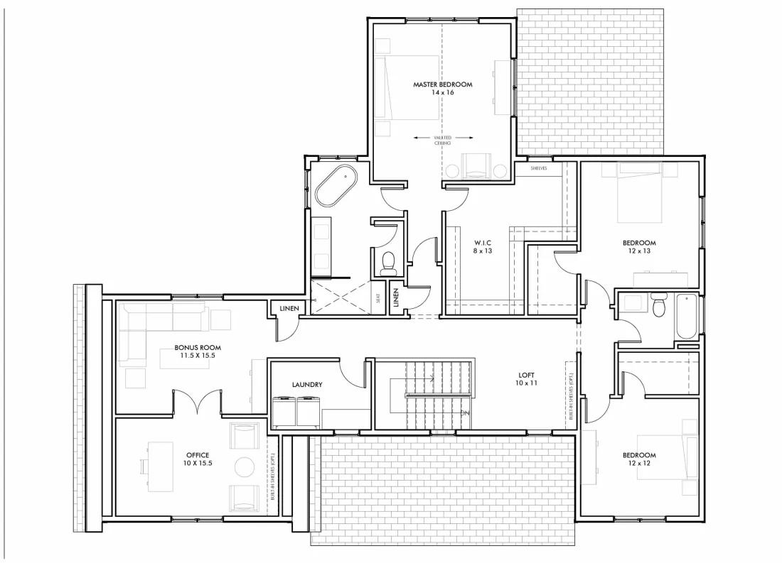 Traditional Craftsman Colonial Floor Plan with Covered Porch & CAD Blueprints