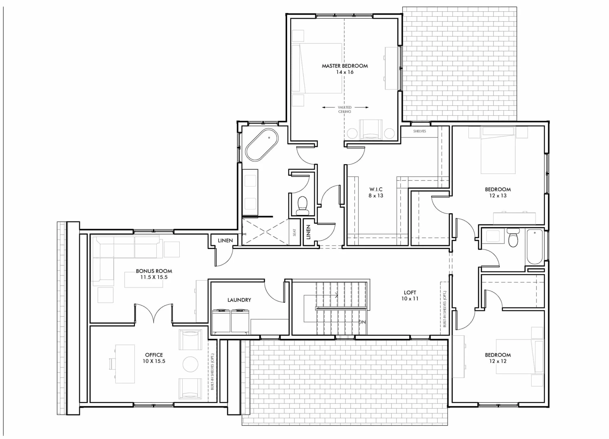 Traditional Craftsman Colonial Floor Plan with Covered Porch & CAD Blueprints