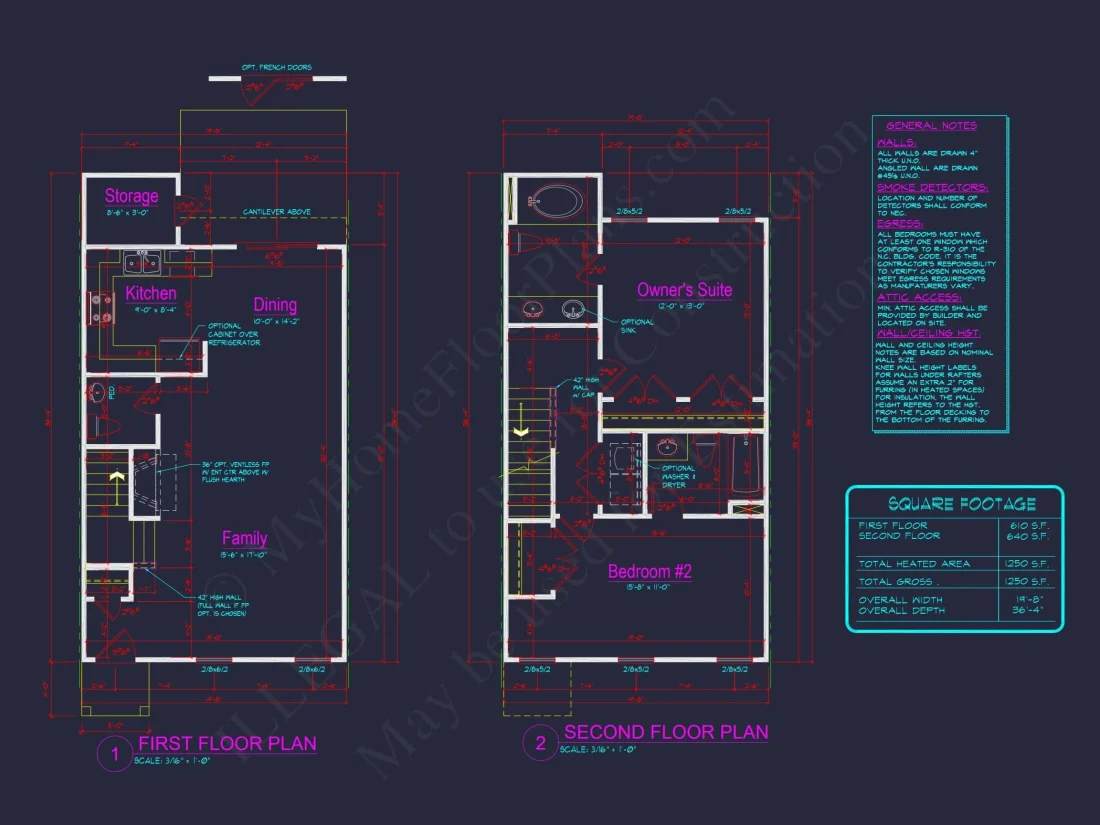 Modern 2-Bedroom Townhome Plan with Open Floor Plan & Fireplace