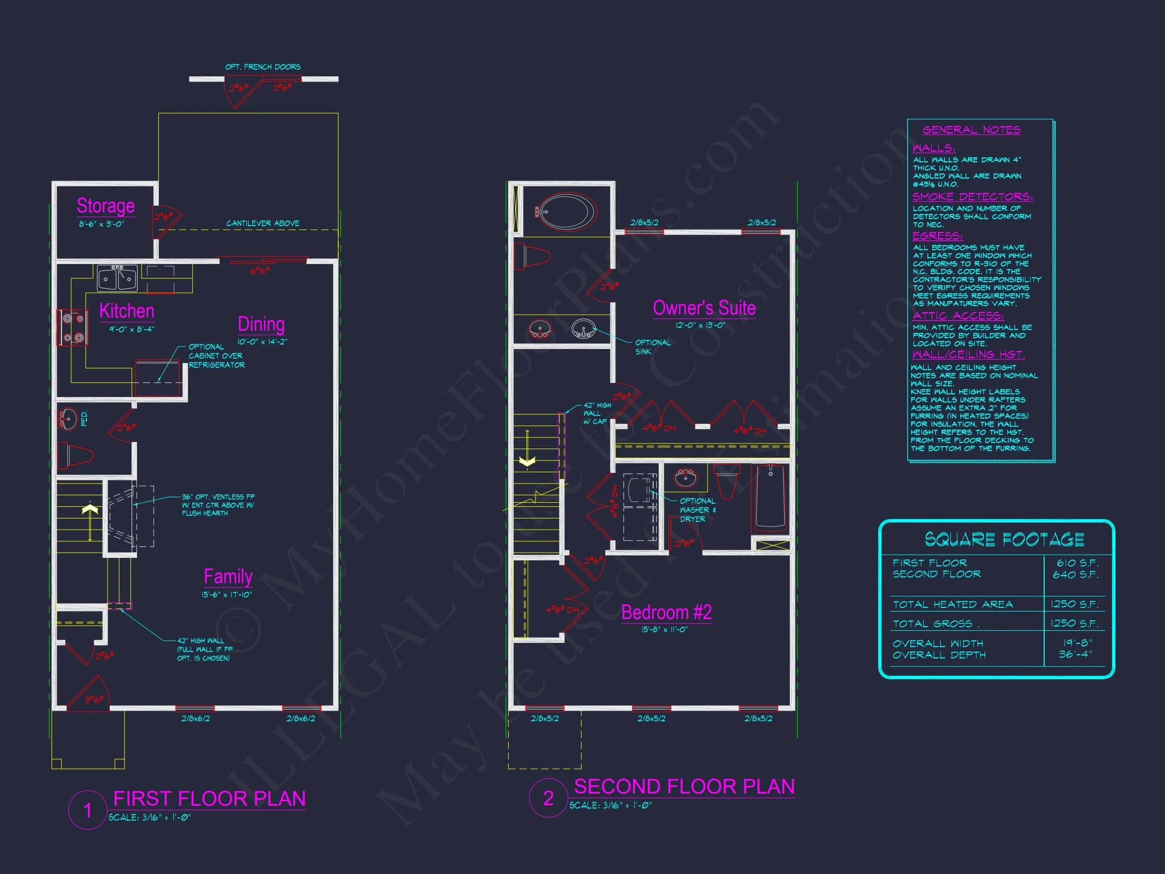 7-1947C TOWNHOUSE PLAN - Colonial Home Plan - 3-Bed, 2.5-Bath, 1,850 SF 13 Modern 2-Bedroom Townhome Plan with Open Floor Plan & Fireplace