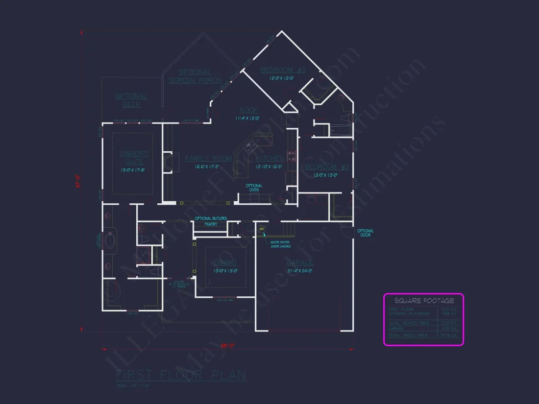 Customizable Floor Plan Blueprint with CAD Architecture & Southern Style
