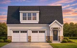Plan  20-1224 - The Turner Station |  Traditional Suburban Garage - 1-Bed, 1-Bath, 591 SF