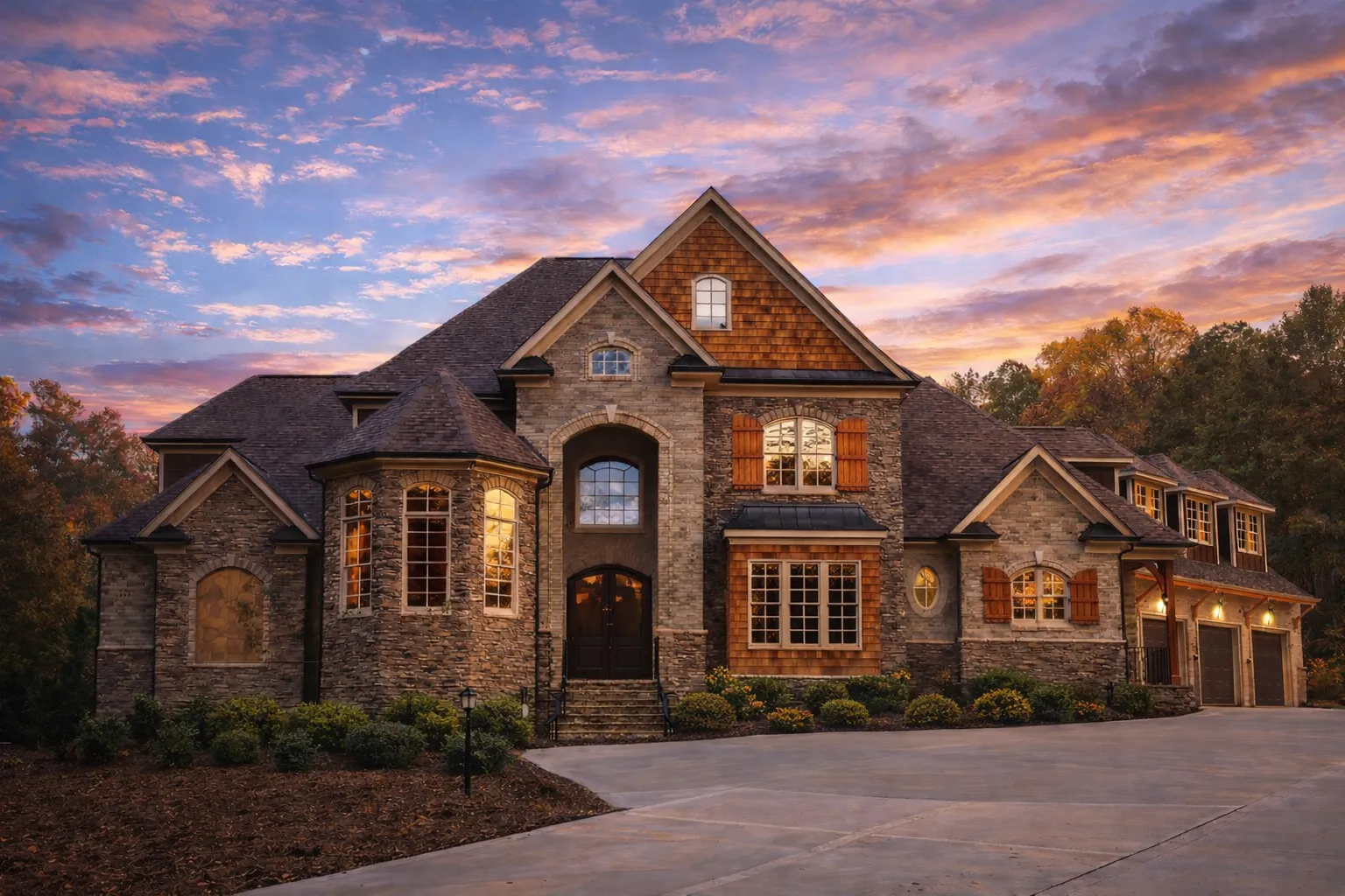 Front exterior of a Traditional Colonial brick home featuring symmetrical windows, central arched entry, and classic suburban curb appeal