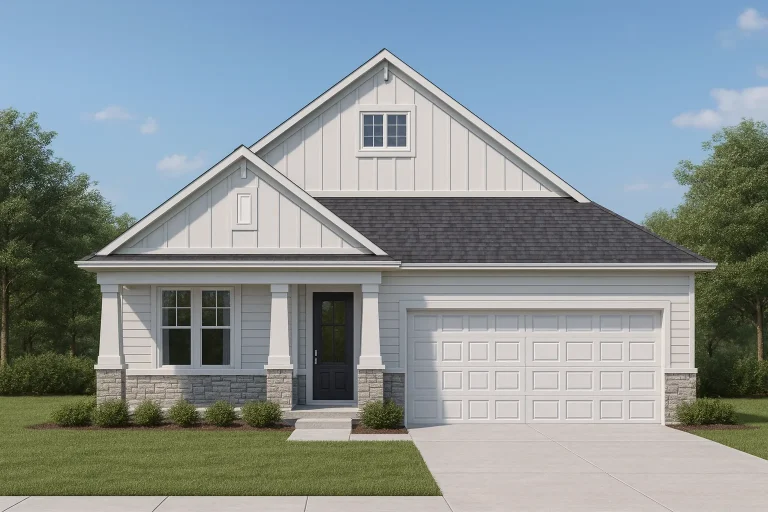 Craftsman Style Home Floor Plan with 2–3 Bedrooms and Covered Porches