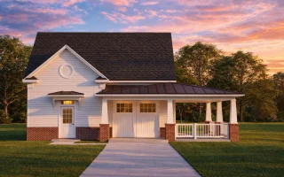 Plan  14-1998 - Elm Ridge House |  Craftsman Cottage - 1-Bed, 1-Bath, 766 SF