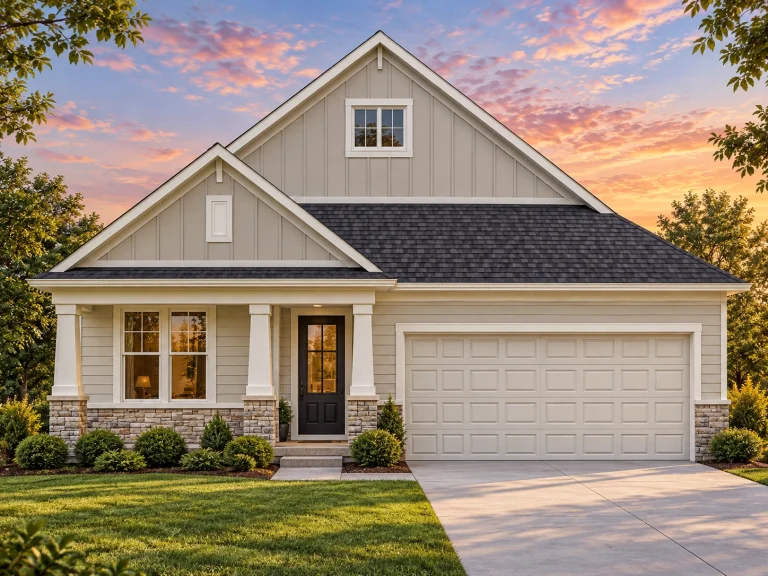 Craftsman Style Home Floor Plan with 2–3 Bedrooms and Covered Porches