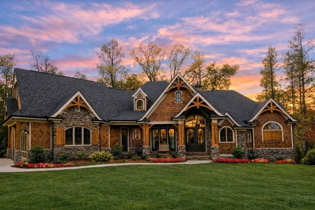Elegant Craftsman Home Plan with Detailed Floor Designs and CAD