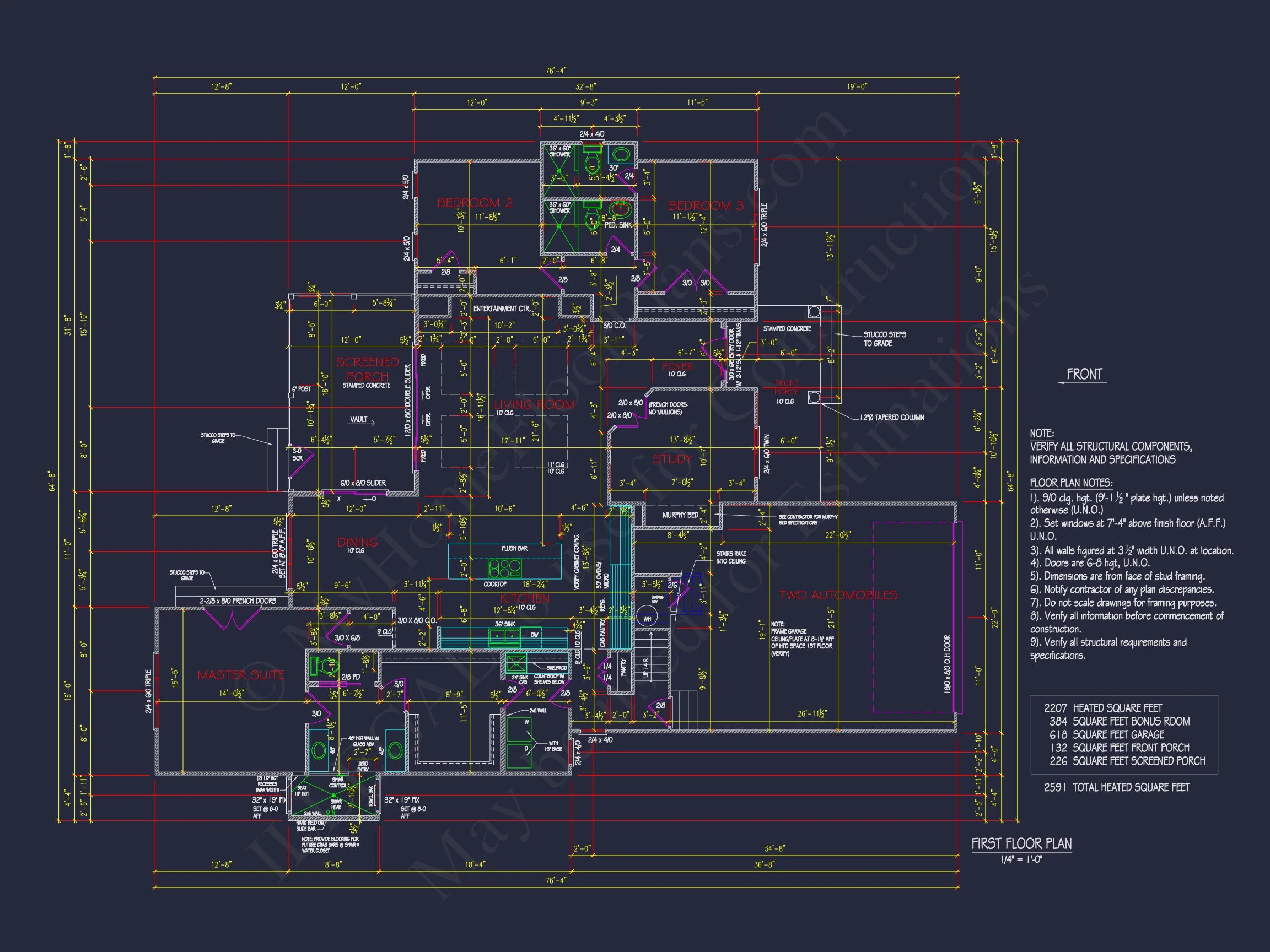 19-2168 HOUSE PLAN - Coastal Home Plan - 3-Bed, 2-Bath, 2,591 SF 26 Charming house Plan with Coastal and Craftsman Designs