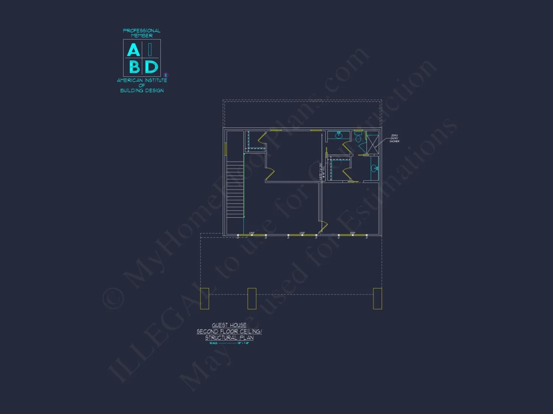 Modern Guesthouse house Blueprint with Pool and Open Floor Plan