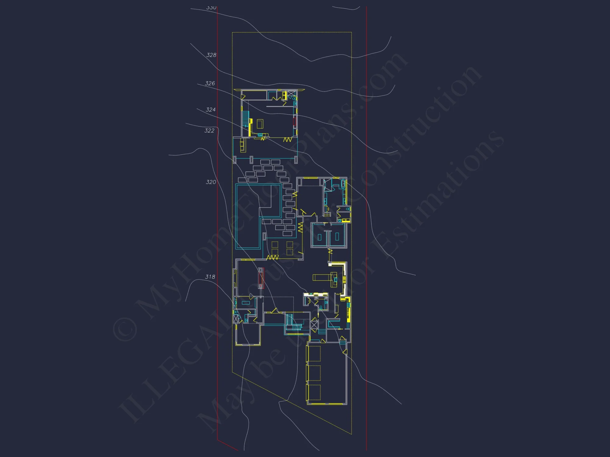 Modern Guesthouse house Blueprint with Pool and Open Floor Plan