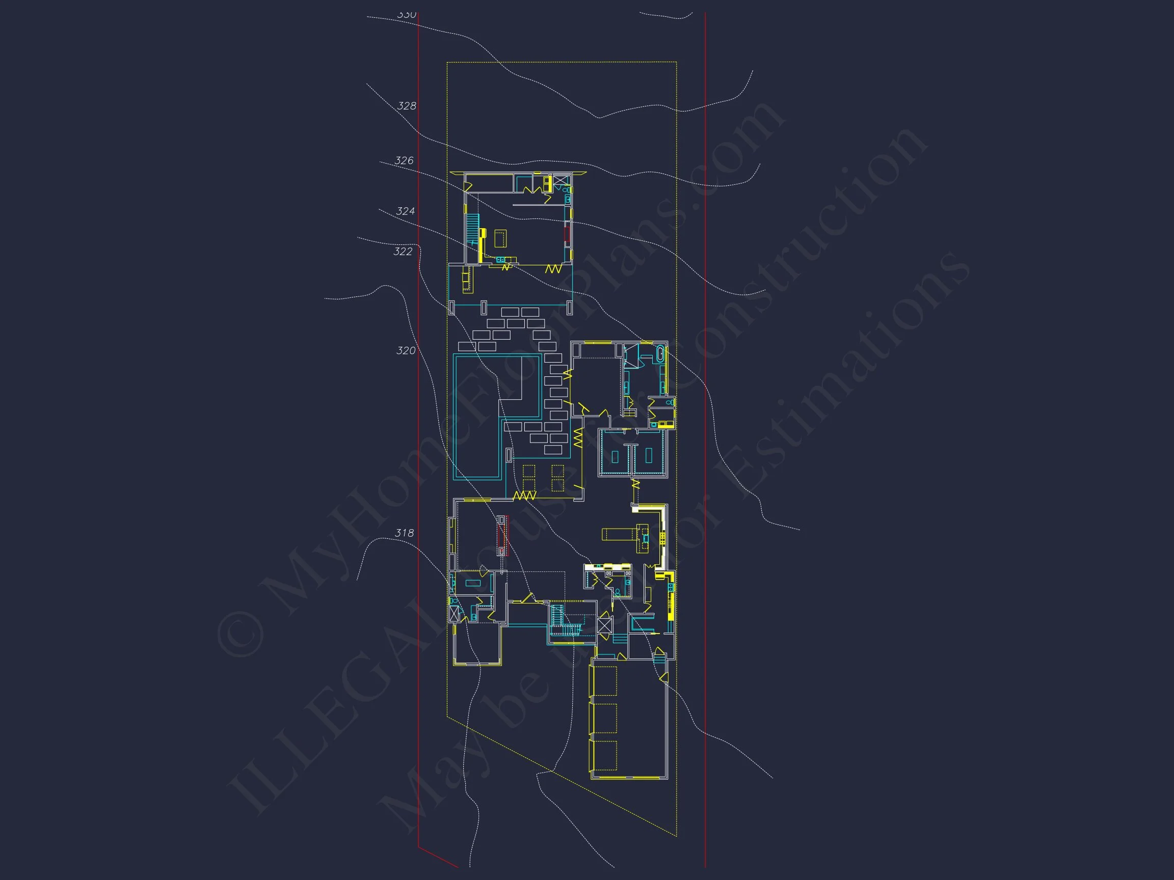 19-1382 POOL GUEST HOUSE ADU - Modern Home Plan - 3-Bed, 2.5-Bath, 2,150 SF 5 Modern Guesthouse house Blueprint with Pool and Open Floor Plan