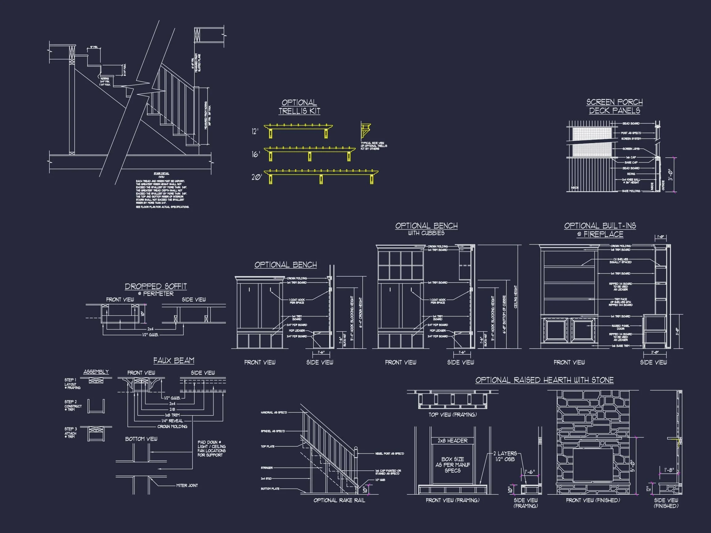 19-1303 HOUSE PLAN - Modern Farmhouse Home Plan - 3-Bed, 2.5-Bath, 2,450 SF 17 Elegant house Floor Plan with CAD Designs & Blueprint Features