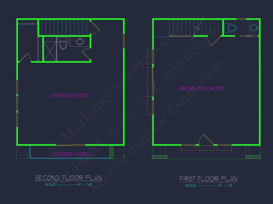 Modern 2-Story house Floor Plan with Detailed CAD Designs