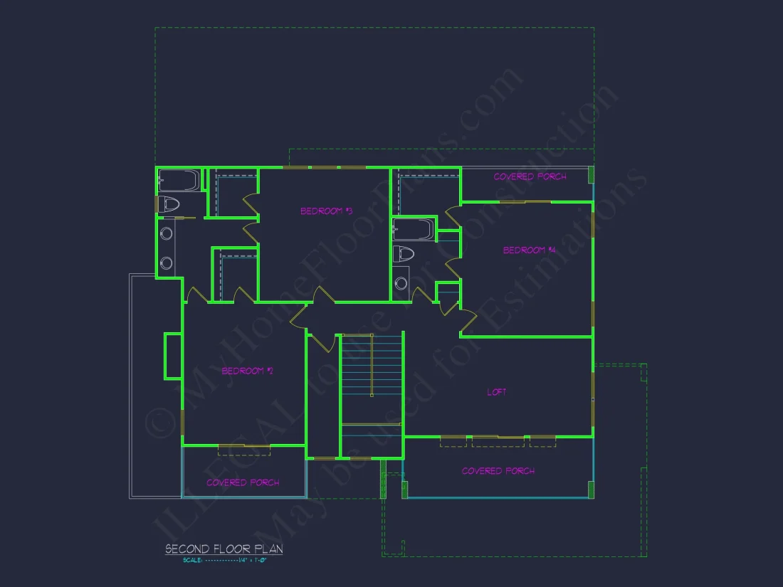 Modern 2-Story house Floor Plan with Detailed CAD Designs