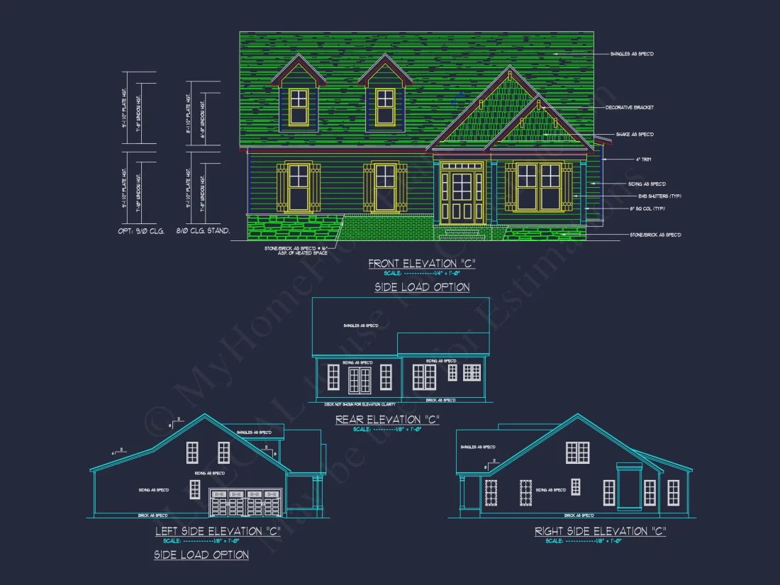 Craftsman house Plan with 1.5 Floors, CAD Architecture & Design