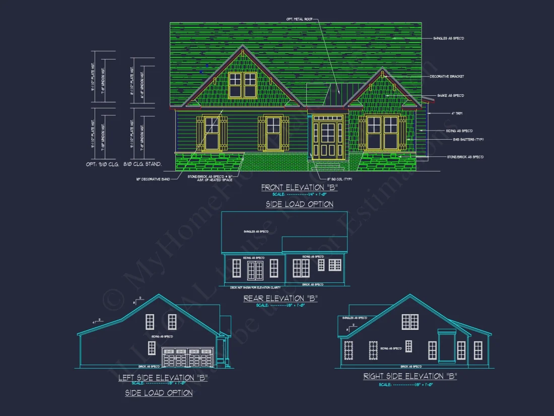 Craftsman house Plan with 1.5 Floors, CAD Architecture & Design