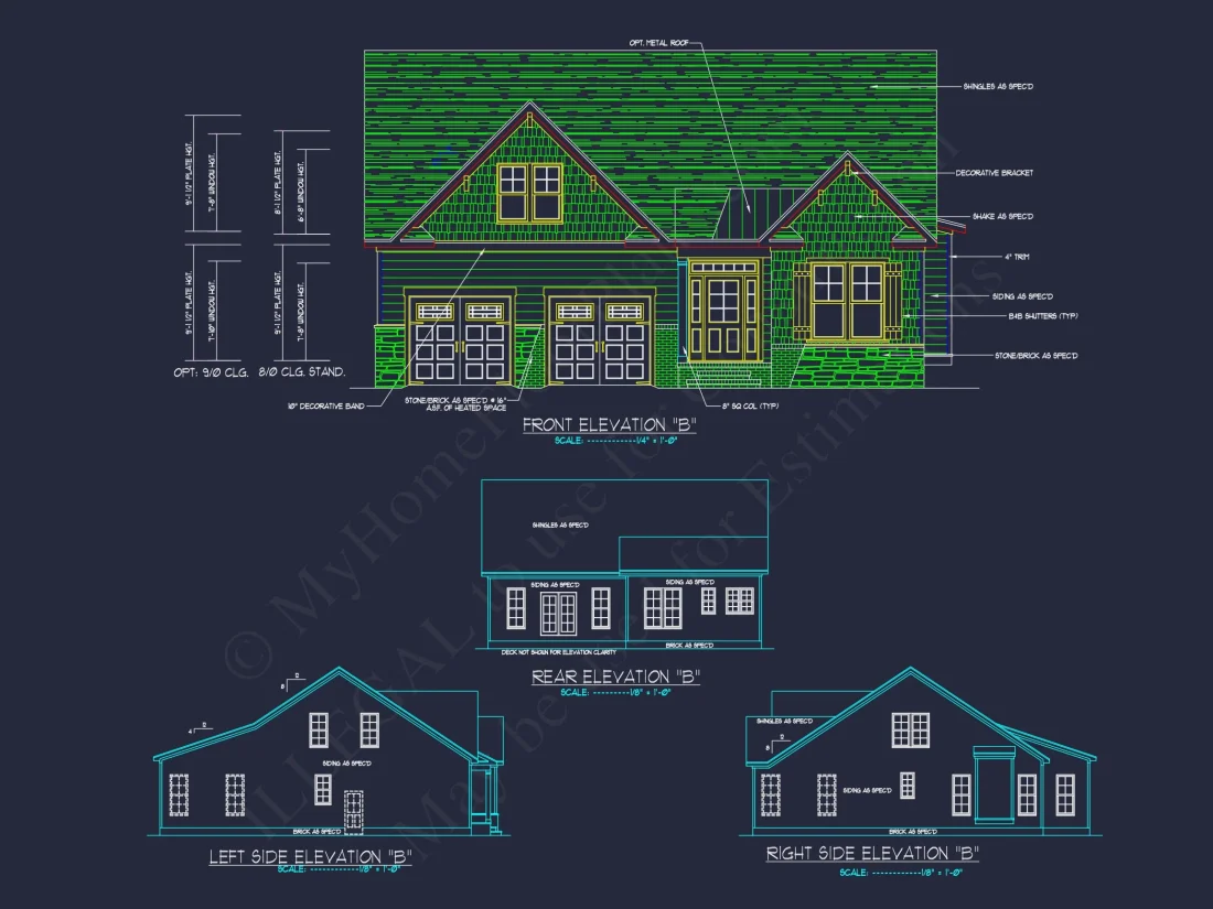 Craftsman house Plan with 1.5 Floors, CAD Architecture & Design