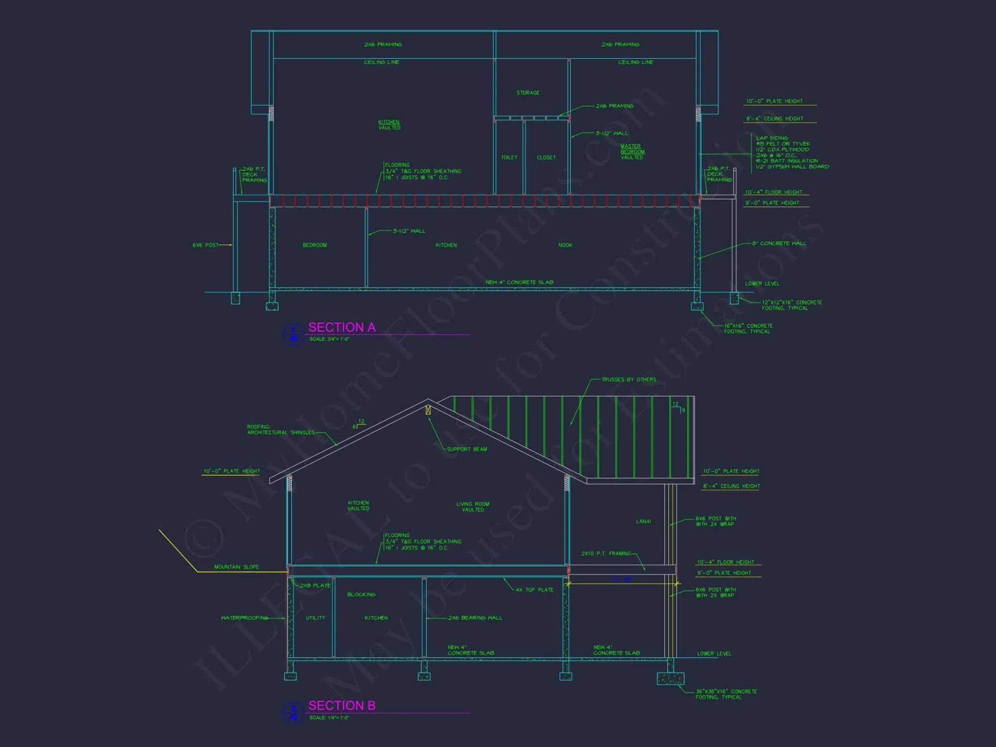 Charming 2-Bedroom Floor Plan with Vaulted Ceilings and CAD Designs