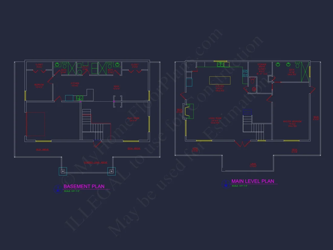 Charming 2-Bedroom Floor Plan with Vaulted Ceilings and CAD Designs