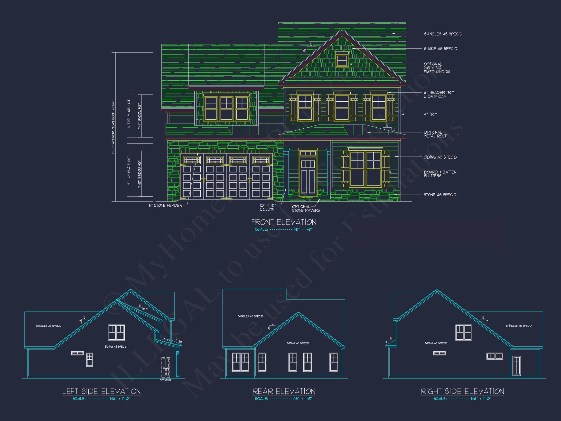 18-1975 HOUSE PLAN - Traditional Colonial Home Plan - 4-Bed, 3-Bath, 2,450 SF 3 Unique Modern Suburban house Plan with Detailed Floor & CAD Designs