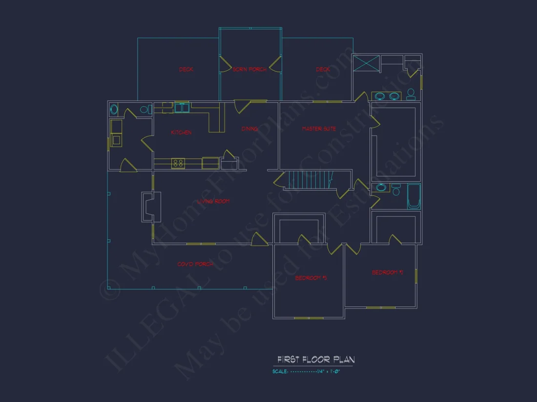 Traditional Farmhouse house Plan with Ranch Layout and CAD Designs