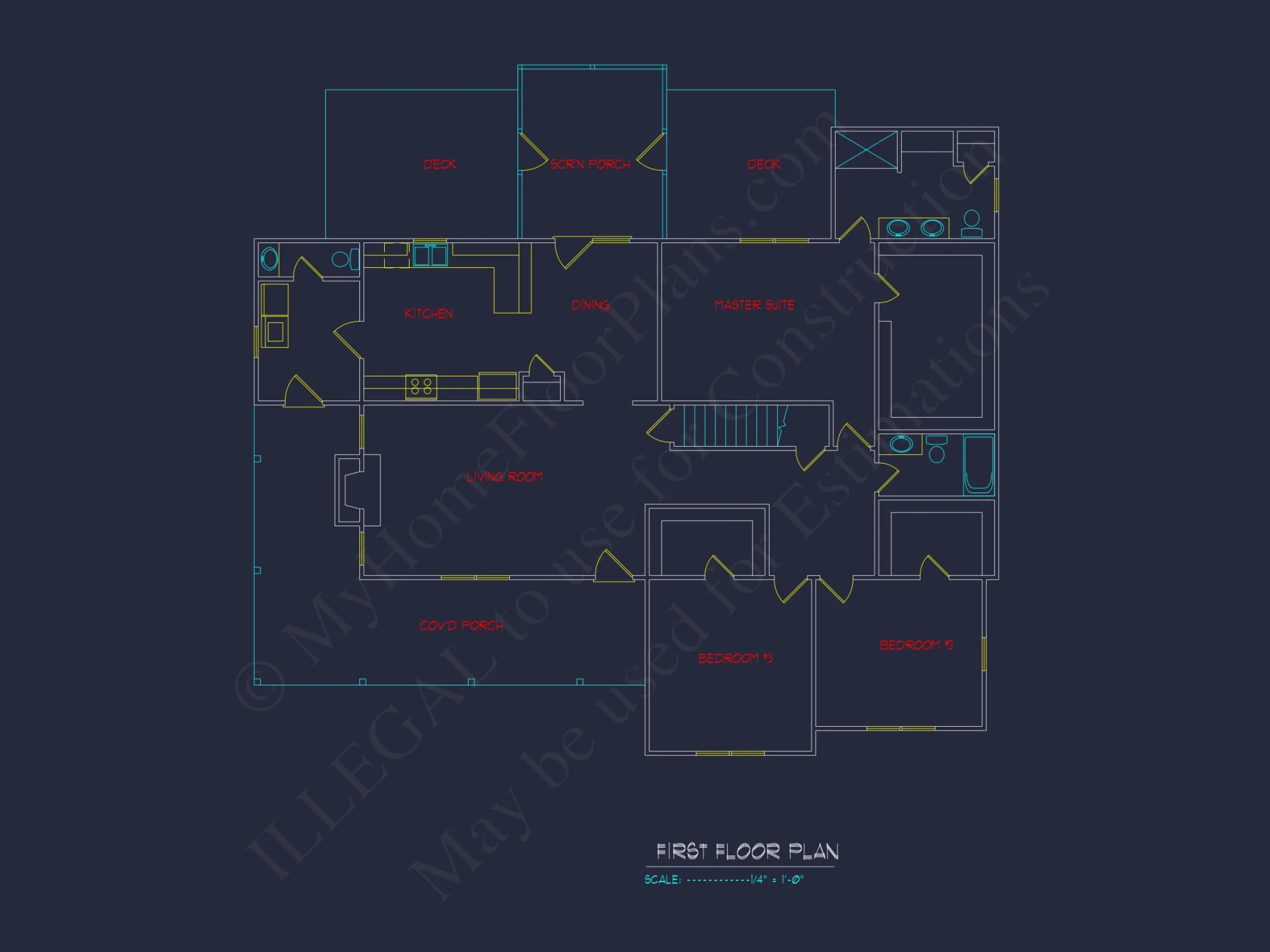Traditional Farmhouse house Plan with Ranch Layout and CAD Designs
