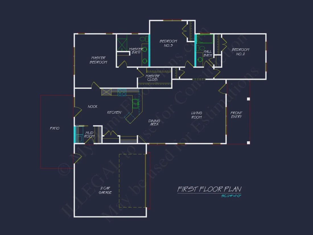 Craftsman house Plan with Open Floor Layout and 2-Car Garage