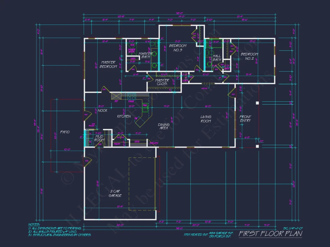 Craftsman house Plan with Open Floor Layout and 2-Car Garage