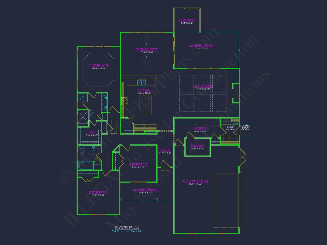 Craftsman house Plan with Detailed Floor Blueprint and CAD Designs