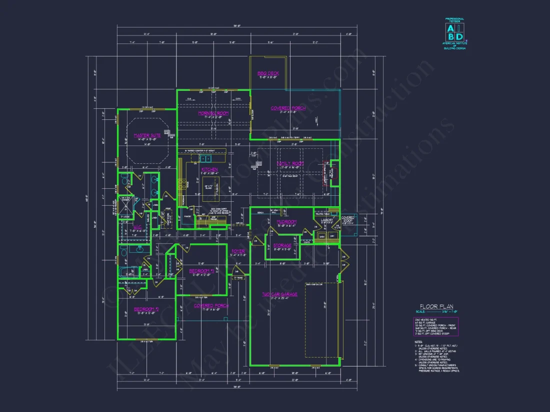 Craftsman house Plan with Detailed Floor Blueprint and CAD Designs