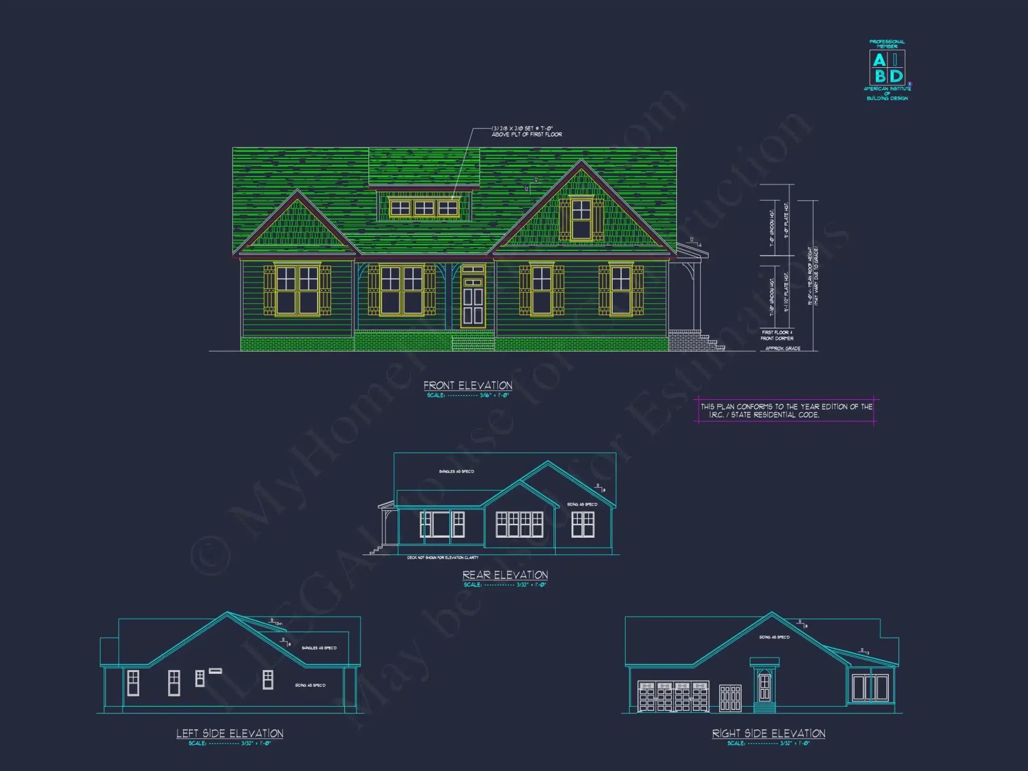 Craftsman house Plan with Detailed Floor Blueprint and CAD Designs
