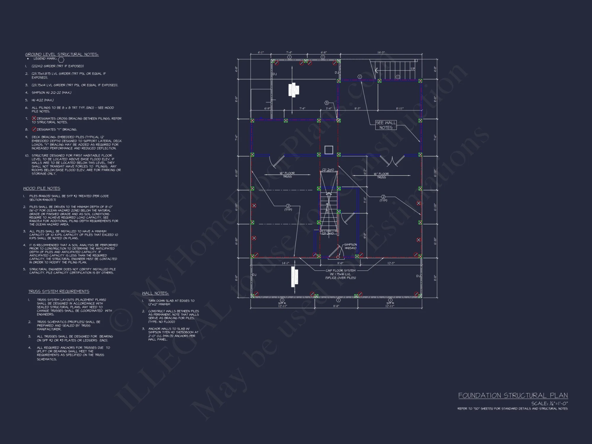 Modern Beach House CAD Blueprint with 2-Story Floor Plan