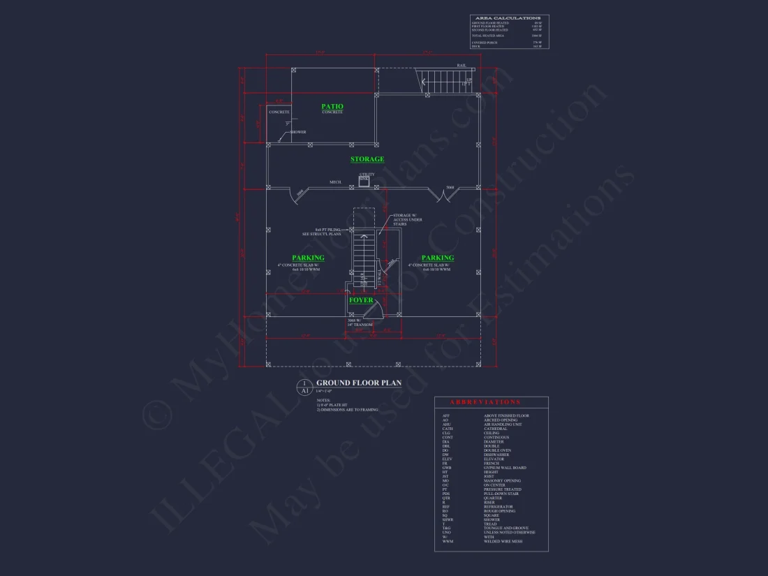 Modern Beach House CAD Blueprint with 2-Story Floor Plan