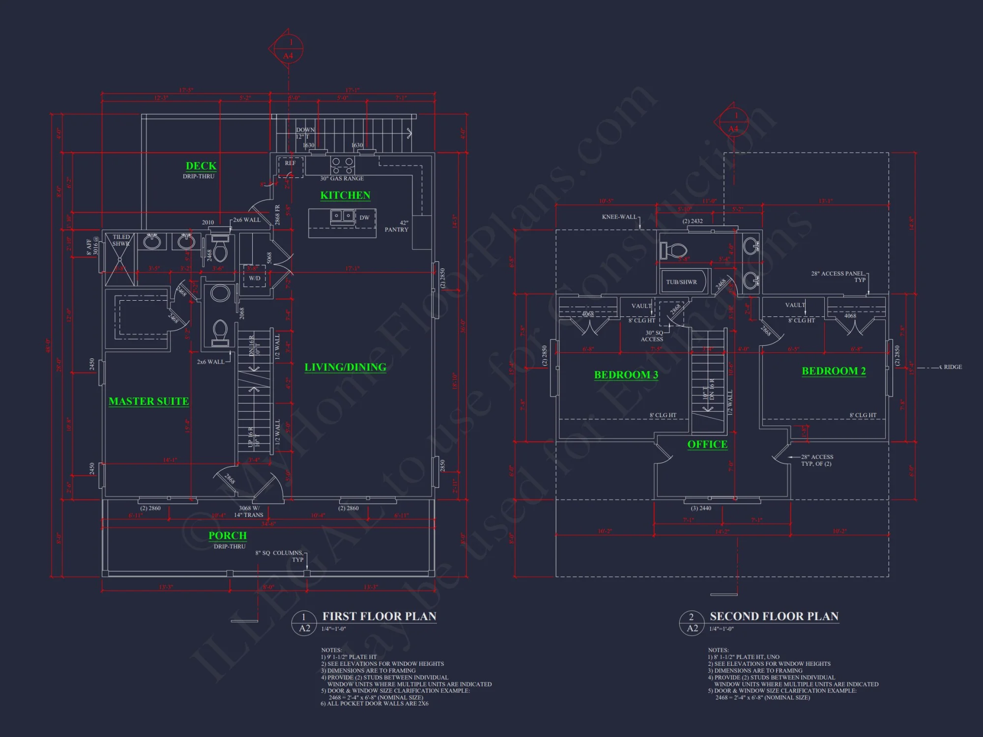 Modern Beach House CAD Blueprint with 2-Story Floor Plan