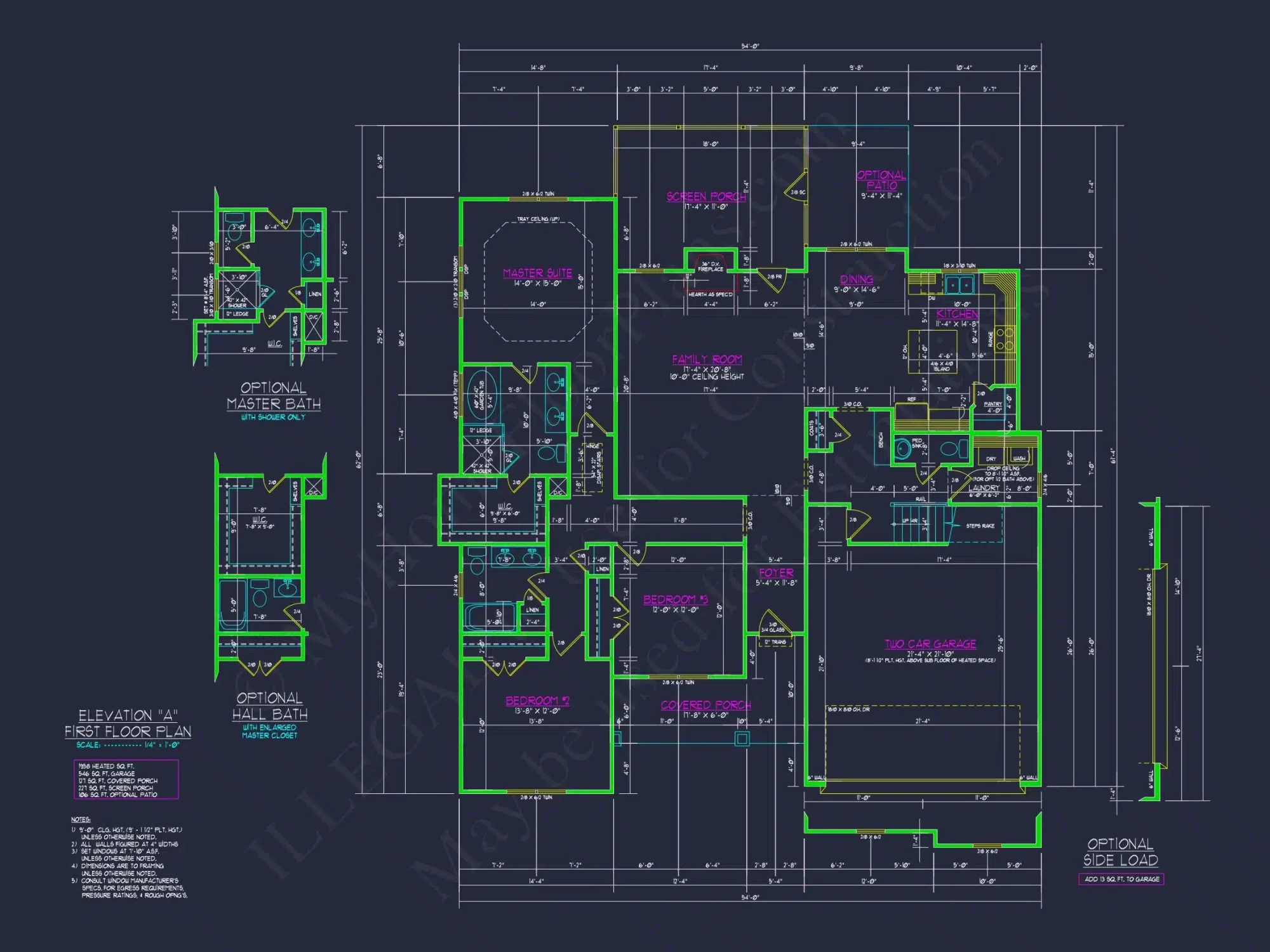 Craftsman house Plan with 2-Story Design and CAD Blueprint