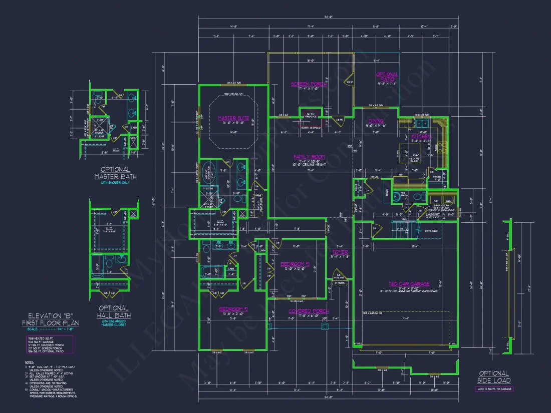 Craftsman house Plan with 2-Story Design and CAD Blueprint