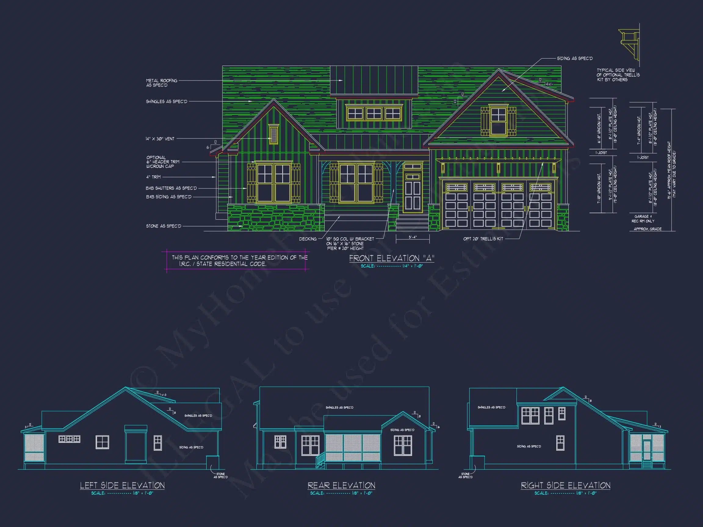 Craftsman house Plan with 2-Story Design and CAD Blueprint