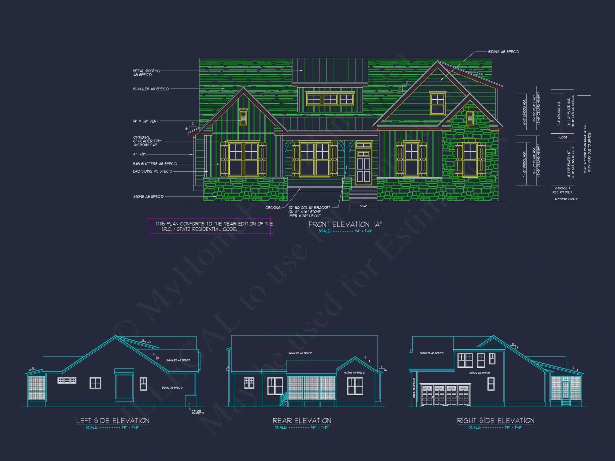 Craftsman house Plan with 2-Story Design and CAD Blueprint