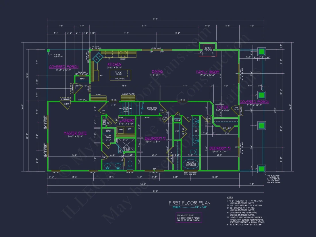 Craftsman house Plan with Spacious Floor Layout and Detailed CAD Designs