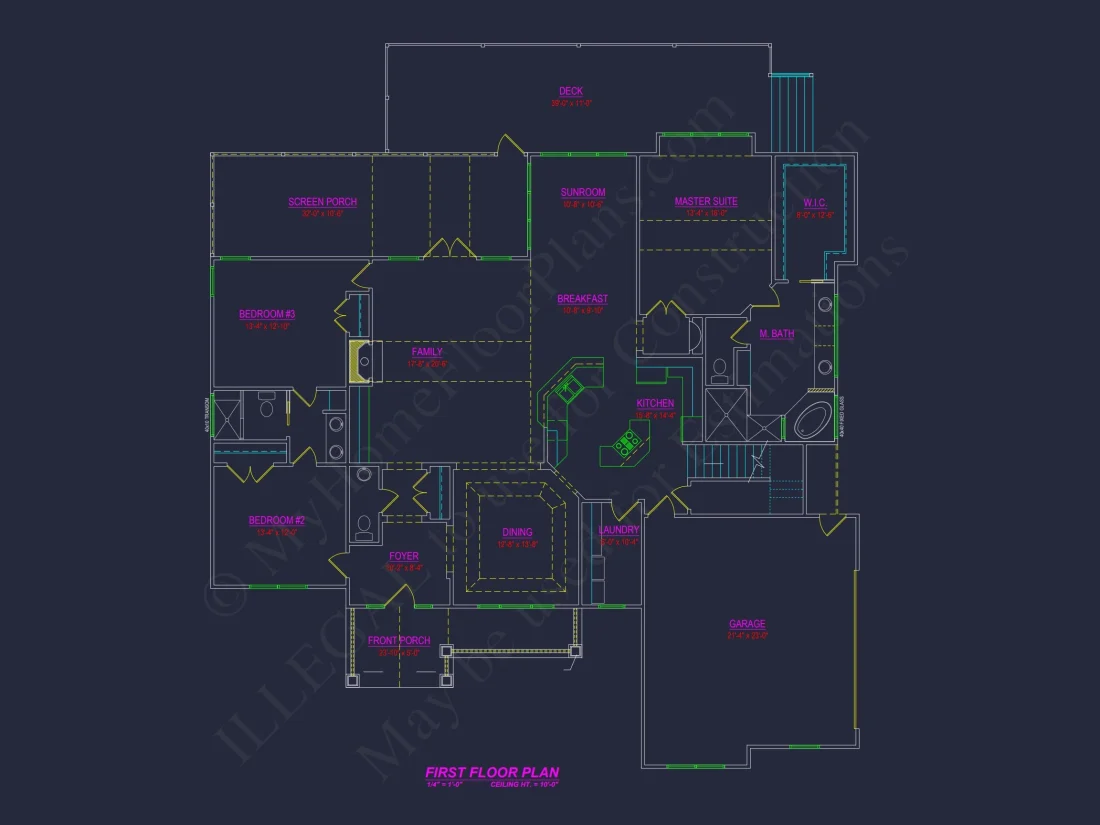 Custom house Plan with Open Floor Layout & 3 Bedrooms