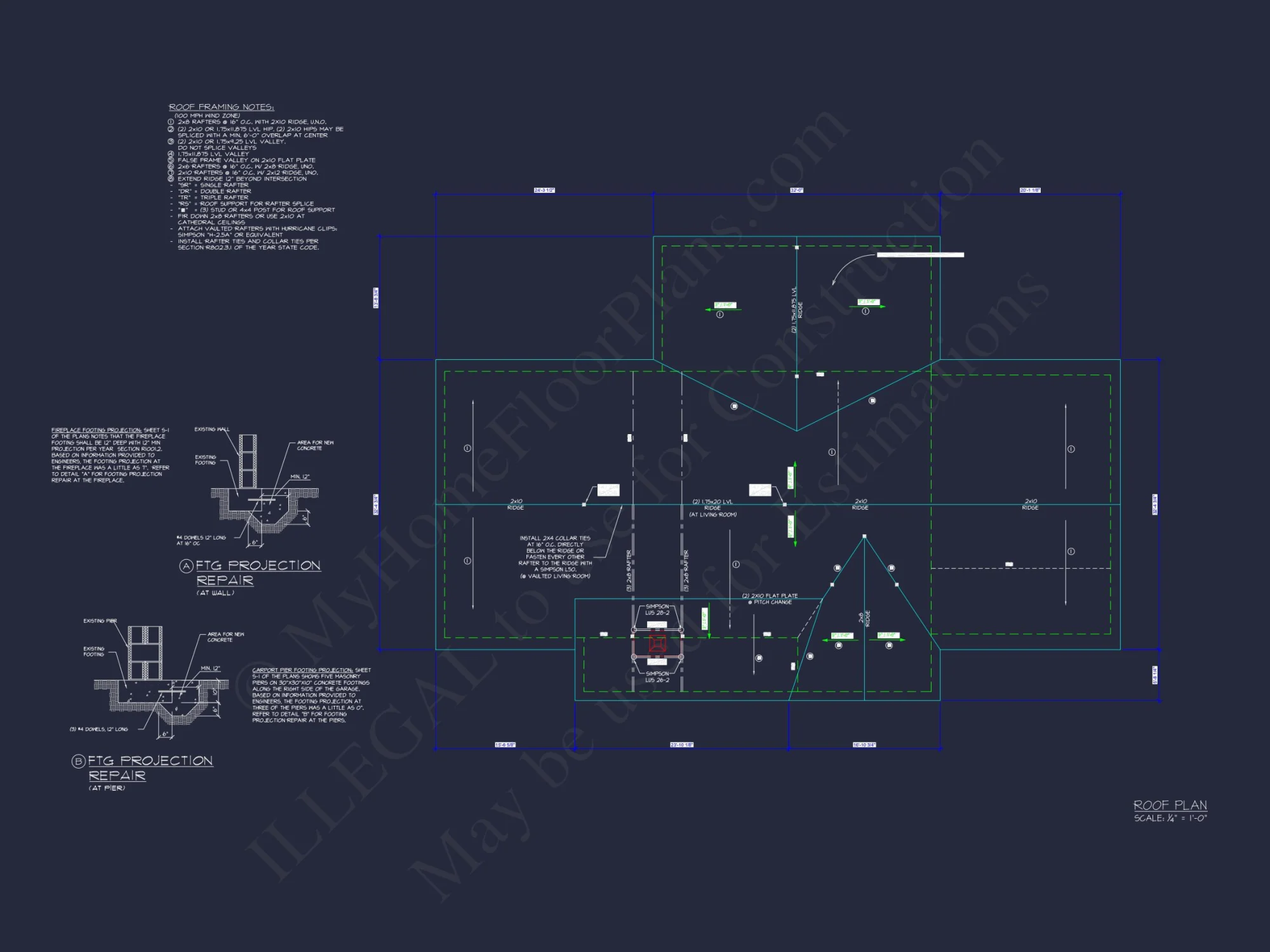 Craftsman Ranch house Plan: 3-Bed, 2-Bath Floor Blueprint