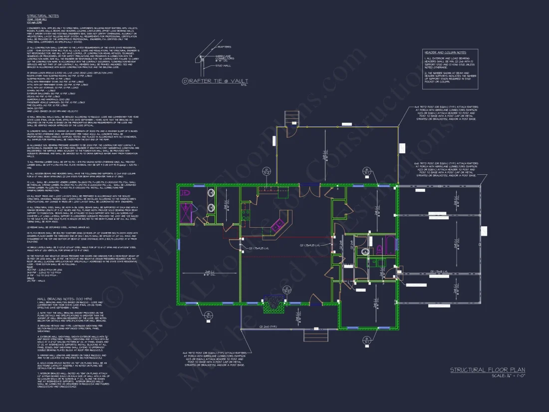 Craftsman Ranch house Plan: 3-Bed, 2-Bath Floor Blueprint